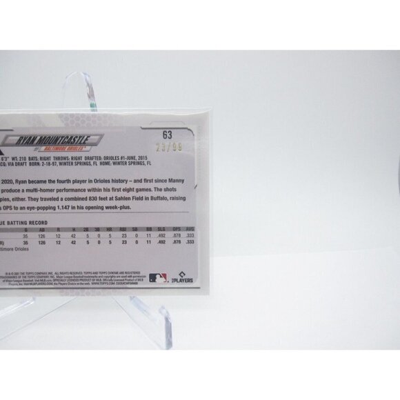 2021 Topps Ben Baller Ryan Mountcastle Green Refractor #63 Rookie Card 23/99,A18 - Picture 6 of 8